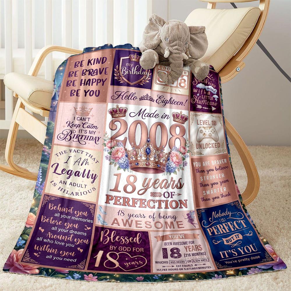 18th Birthday Celebration Quotes Blanket Durable Comfort Great for Seaside Sofa Chair All-Season Use Stylish Decor