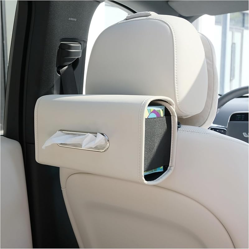 Car Tissue Holder, Ompellus Premium PU Leather Tissue Box Holder For Car Seat Back, Extra Large Tissue Box Cover Rectangle Fits For Regular Size
