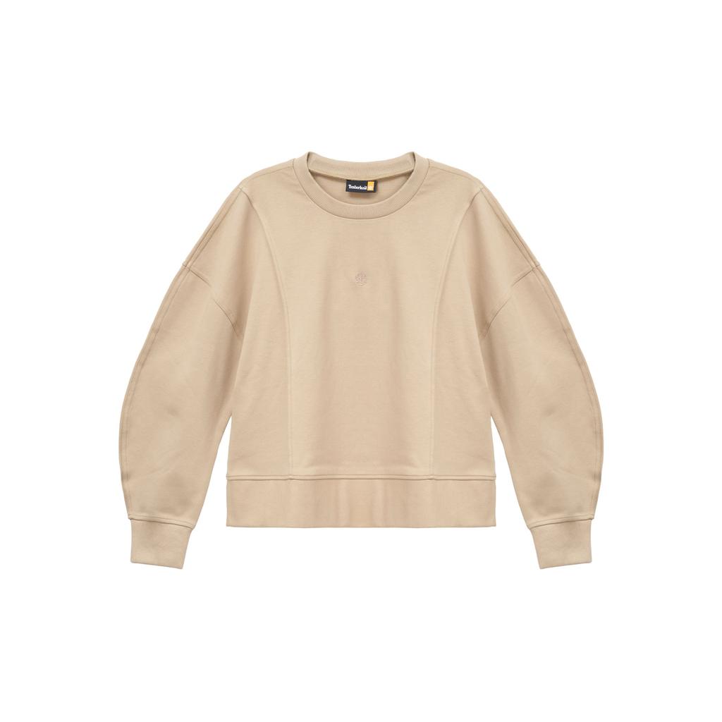 Timberland Solid Color Crew Neck Long Sleeve Pullover Sweatshirt Women Tops Beige A5NQQ-DH4