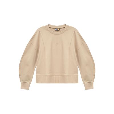Einfarbiges Rundhals-Langarm-Pullover-Sweatshirt Damen Oberteile Beige A5NQQ-DH4