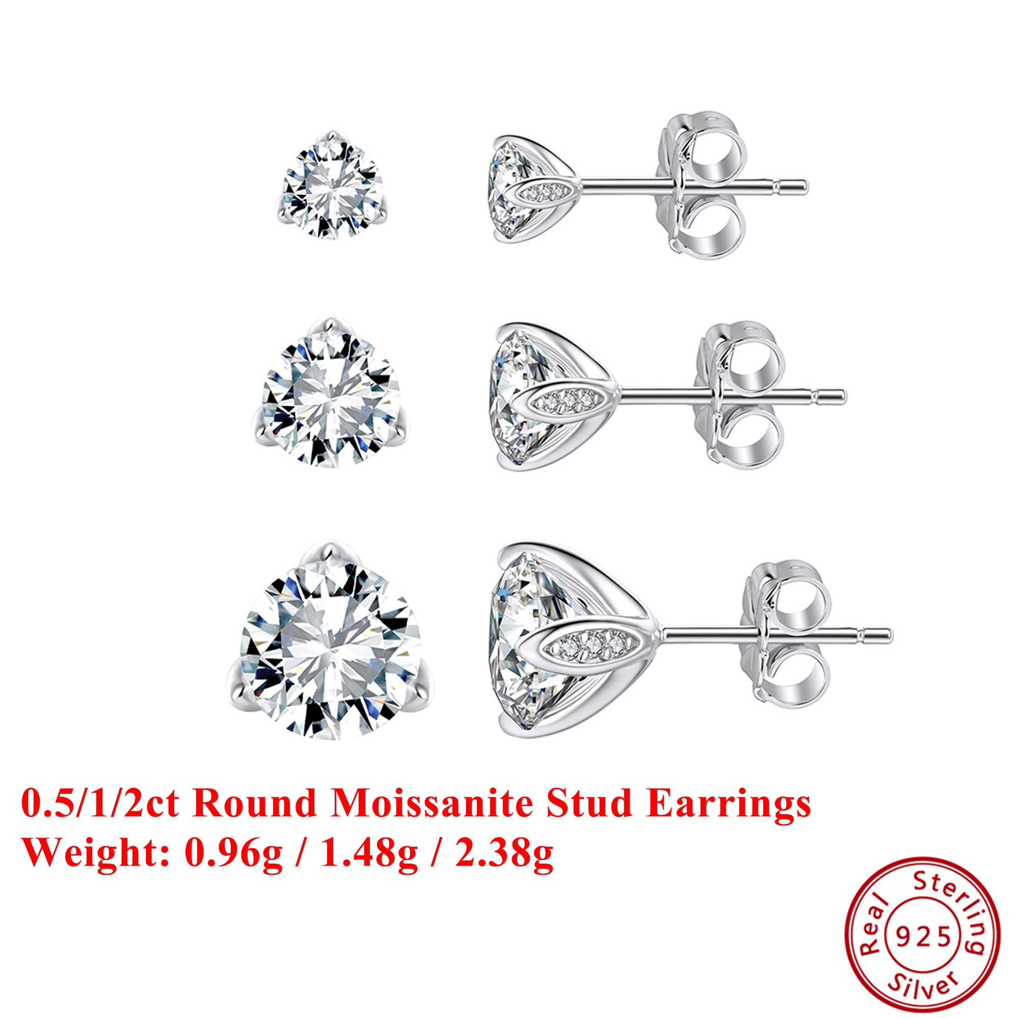 

Effie Queen 100% S925 Silver 14k Gold 0.5/1/2ct Round Cut Moissanite Diamond Luxury Jewelry for Women Wedding Party Gift MOE09 0.5ct-Moissanite серебряный