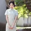 Green national style, new Chinese Suzhou long cheongsam, improved young 1011 new women's high-end sense, daily wear