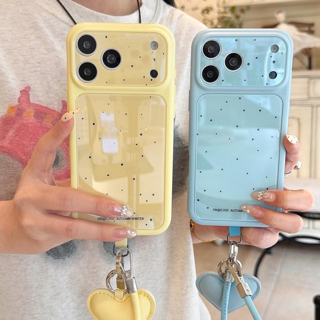 Small fresh polka dots are suitable for Apple 17pro mobile phone case 17promax anti-drop case 16 large window case 15.