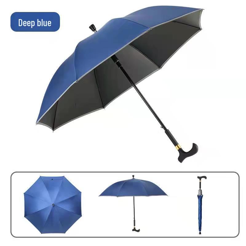 Elderly Dual-Use Walking Stick Umbrella: Lightweight, Anti-Slip, Reflective, with Sun and Rain Protection