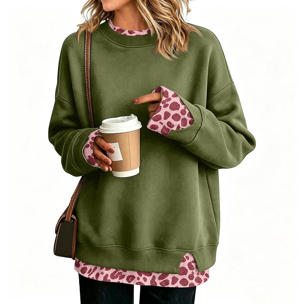 Damen Casual Pullover mit Aufdruck und Design, Langarm, Lockerer Schnitt