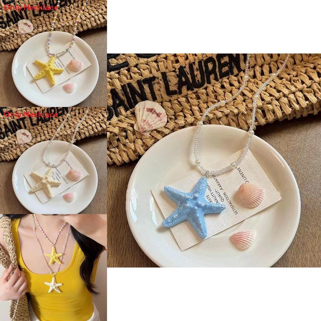 Dolphin Resin Starfish Necklace For Women Summer Beach Vacation Jewelry Accessory
