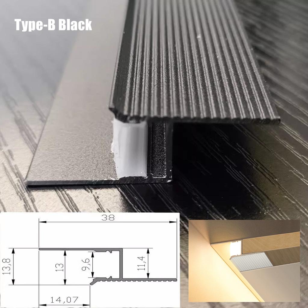 0.5m/1m Ceiling Top Corner LED Aluminum Profile Frameless Embedded Channel Luminous Plaster Line Wall Washing Decor Linear Light