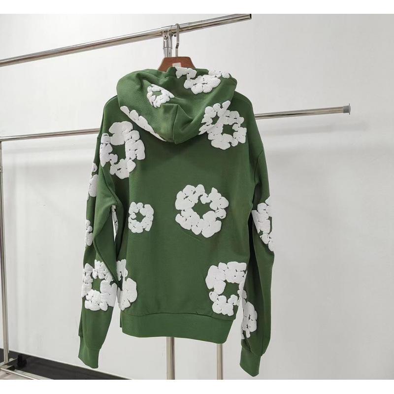 450G Heavyweight Foam Cotton Flower Hoodie - DENIM TEARS.