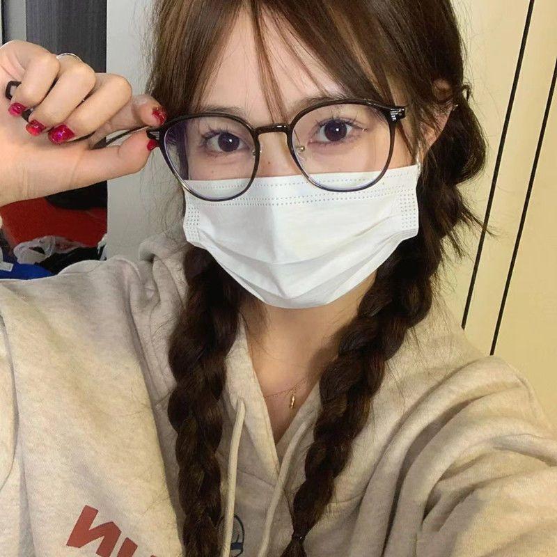 Myopia Glasses Retro Flat Glasses Black Frame Anti-blue Glasses