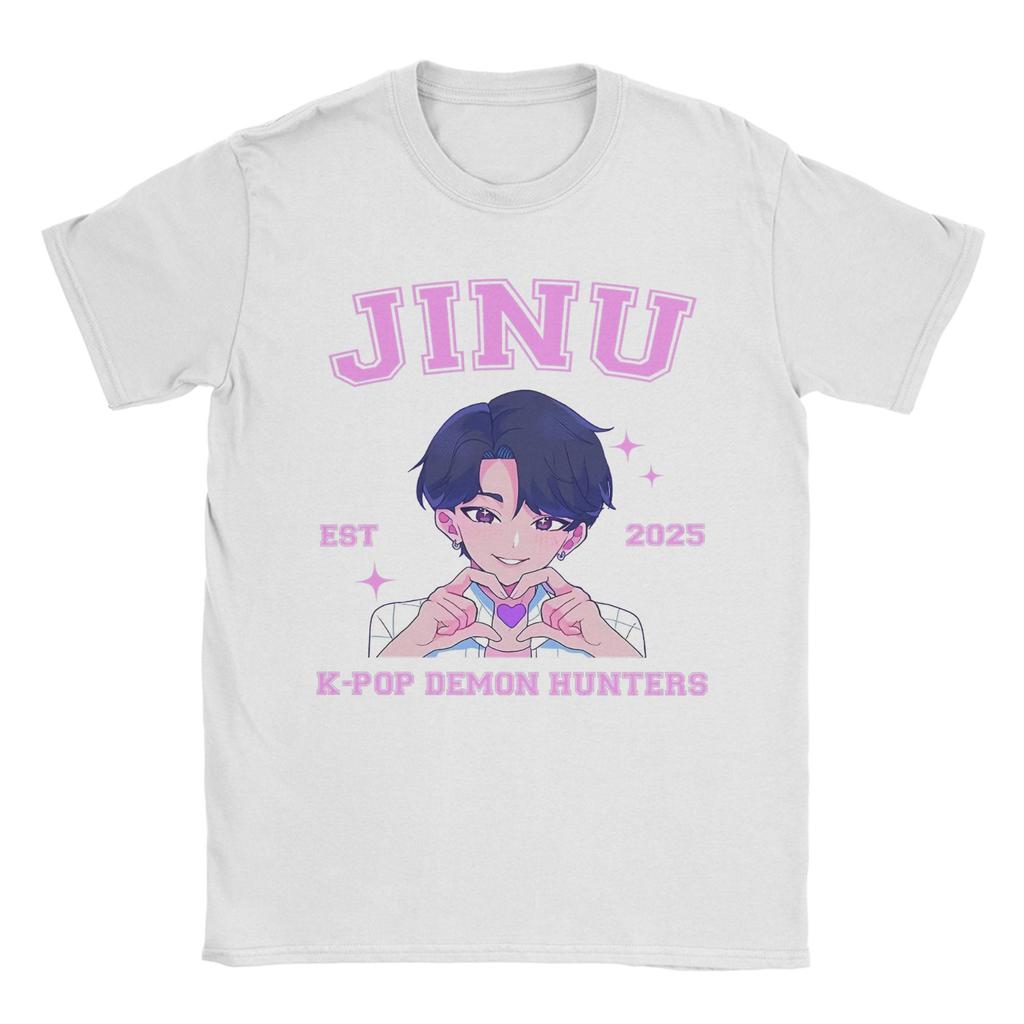 JINU Saja Boys Kpop Demon Hunters T-Shirt Men  Vintage Pure Cotton Tee Shirt O Neck Short Sleeve T Shirt Adult Tops