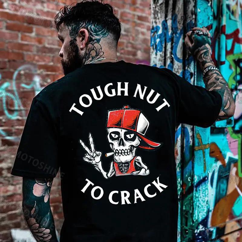 TOUGH NUT TO CRACK Smoking Skeleton Print Men s Unisex T-Shirt XXXL