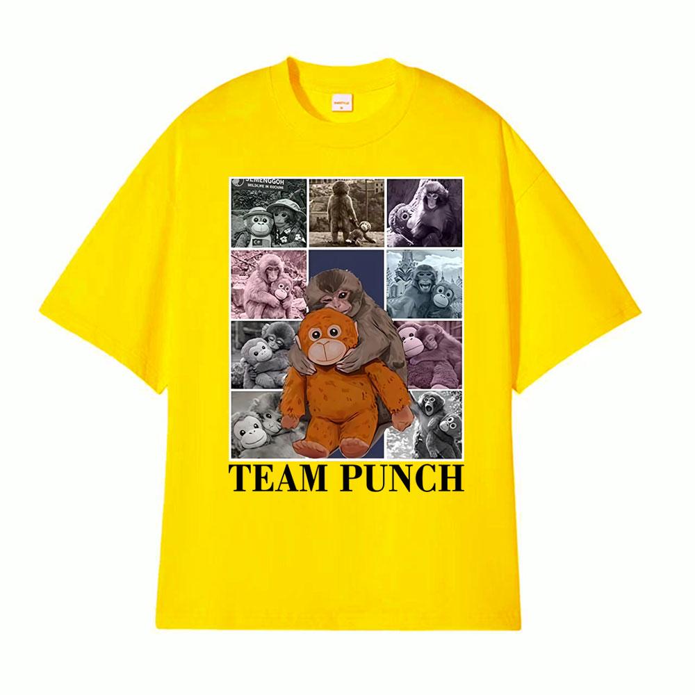 Baby Cute Monkey Punch Graphic Funny T Shirts Unisex Harajuku Summer Short Sleeve T Shirt Men Cotton Crewneck Tshirt Streetwear