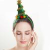 Christmas Hat Furry Christmas Tree Hair Hoop with Glitter Headbands Cute Headpiece for Halloween Party Decoration  Green