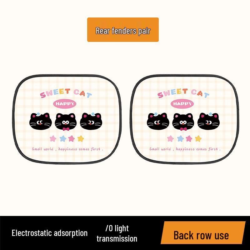 Cartoon Cat Car Sunshade: Sun Protection & Heat Insulation Electrostatic Window Visor