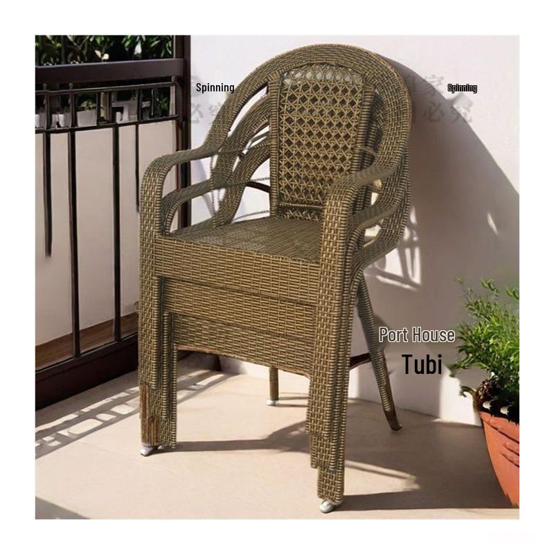 Extra-Thick Rattan Chair for Outdoor or Indoor Terrace Leisure
