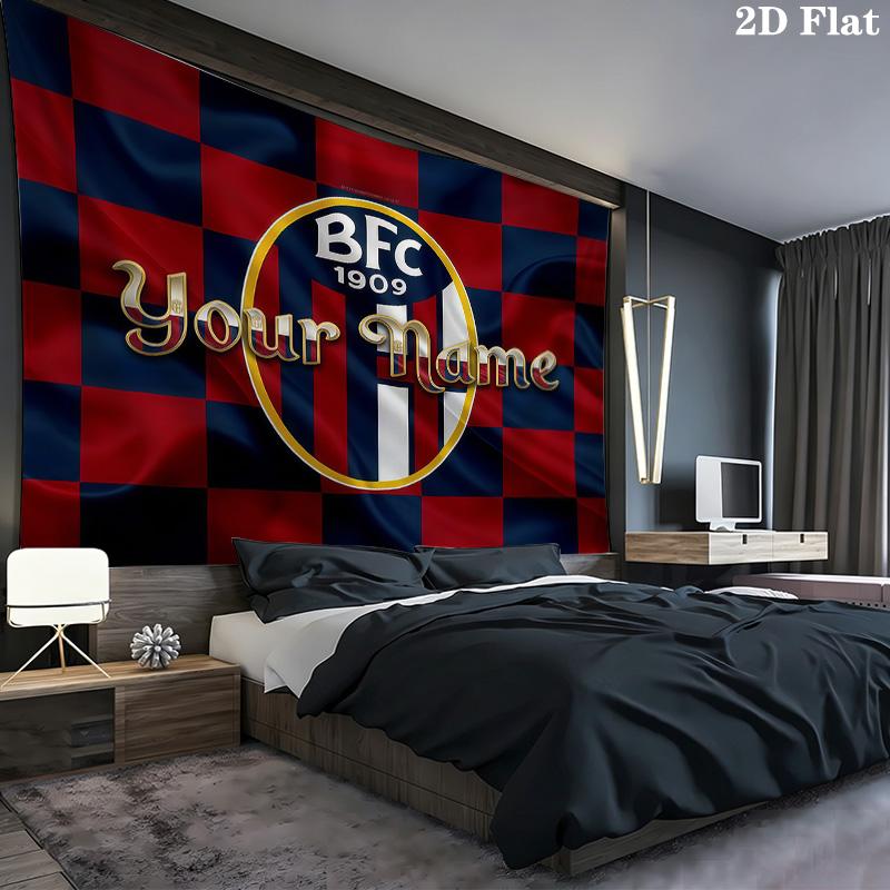 Bologna Fc Custom Name Wall Tapestry Aesthetic Wall Hanging Printed Fabric Blanket Decorative Tapestries For Bedroom Living Room Home Decor