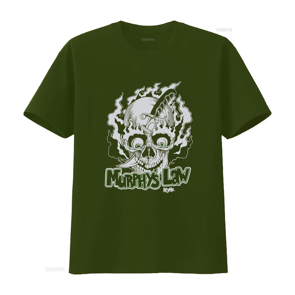 Vintage 90s Murphys Law NYHC Skull T Shirt with Knife and Flame Design Vintage Washed Comfortable Versatile Stretched Fashion