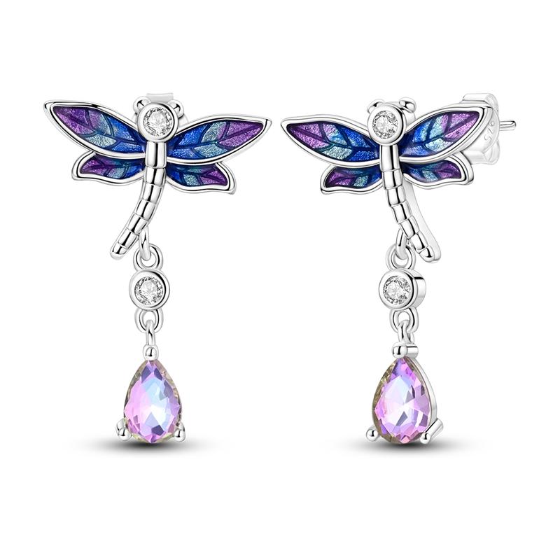 New 925 Silver Earrings Butterfly Sunflower Luminous Firefly Iris Hoop Earring For Women Making Jewelry Gift