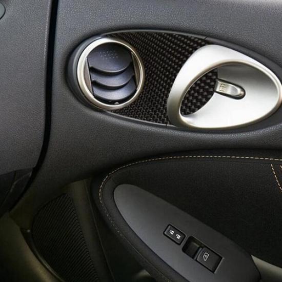 2Pcs Carbon Fiber Interior Door Handle Bowl Cover Trim For Nissan 370Z 2009-