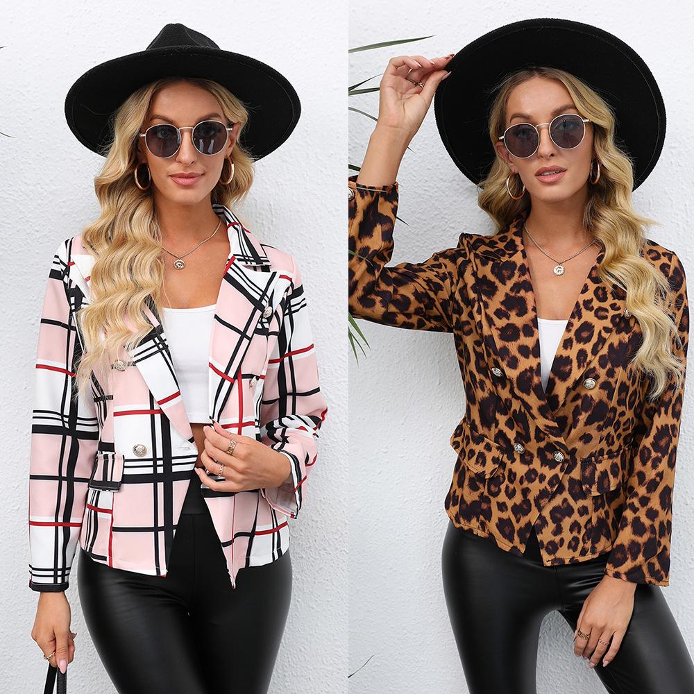 

Leopard Print Lapel Small Suit Long Sleeved Jacket S