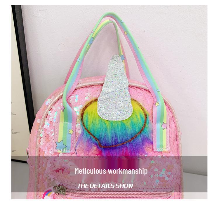 Unicorn Sequin Backpack: Large Capacity, Cute Iridescent Schoolbag for Girls