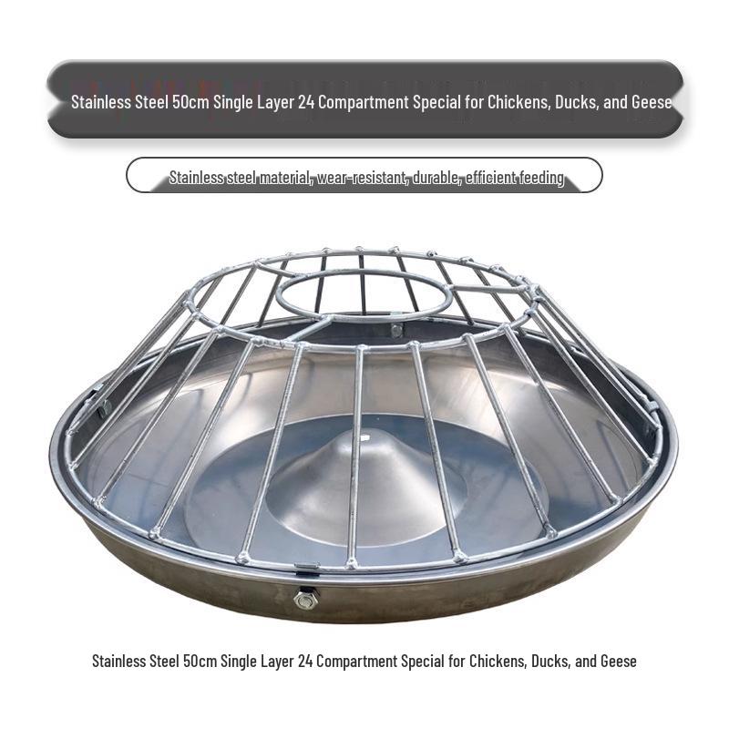 Stainless Steel Round Feeding Trough for Chickens, Ducks, and Pigs - New Style