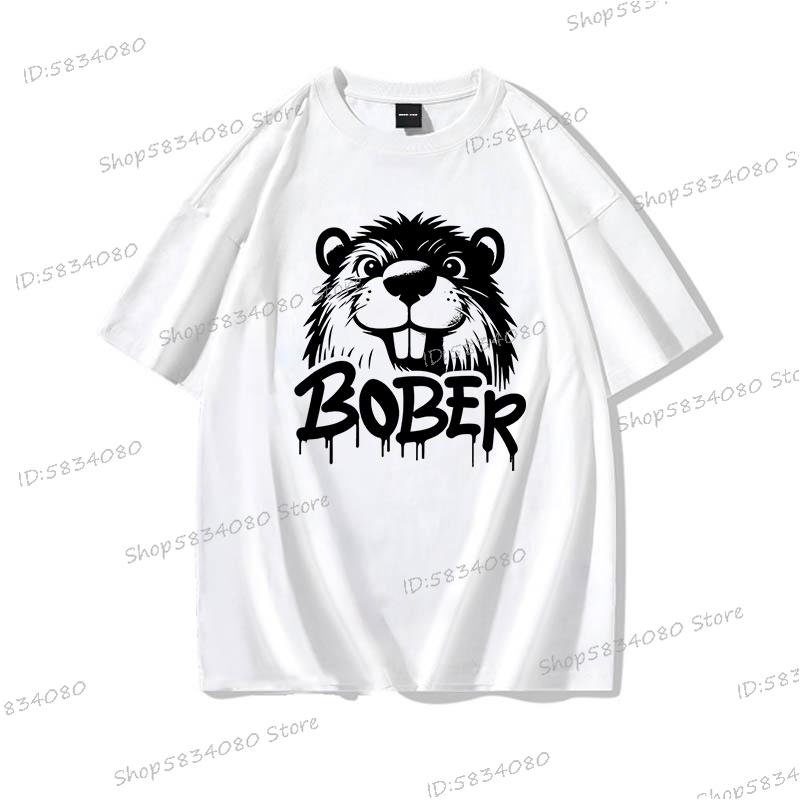 Hot Sales Cotton Bober Funny Meme Graphic T Shirts Harajuku Y2k Tees Tops Bobr Kurwa Print Unisex Fashion Casual Tshirts Y2k Top