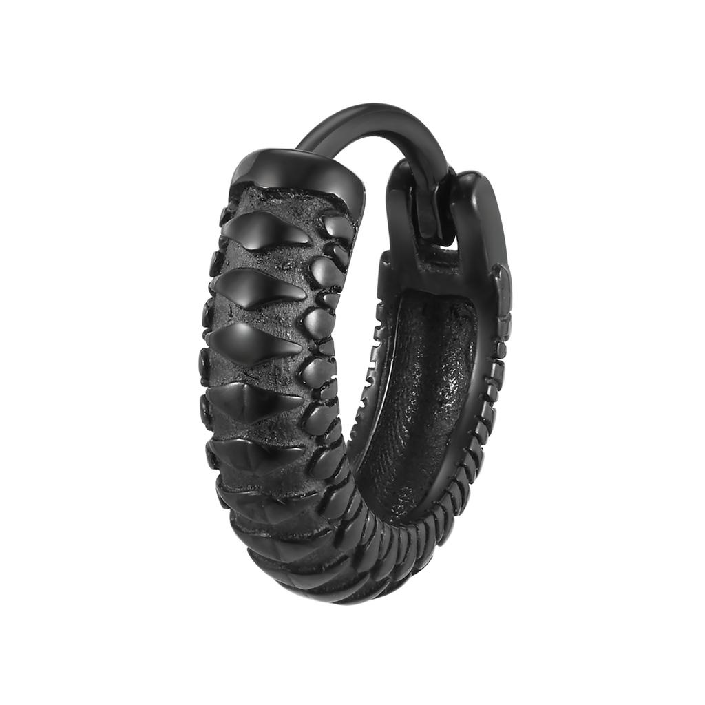Vnox Black Snake Textured Hoop Earrings for Men, Hypoallergenic Metal Stainless Steel Animal Male Boys Earring,Cool Gift for Him