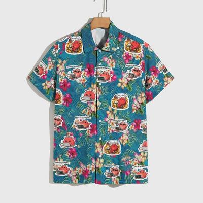 Neues Cartoon Meme Krebs AI Hummer Hawaiianisches Hemd Für Unisex Kleidung Meeresfrüchte Tropischer Palmenbaum Grafikhemden Offene Schere Oberteile