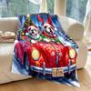 Two Bulldogs On A Christmas Car Print Blanket Warm Soft Luxury Gifts for Children Adults Suitable for Home Sofa Bed Travel RV