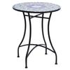 Udendørs Mosaik Rund Havebord, Terrasse Bistro Kaffebord med 60 cm Keramisk Bordplade til Have, Blå og Hvid