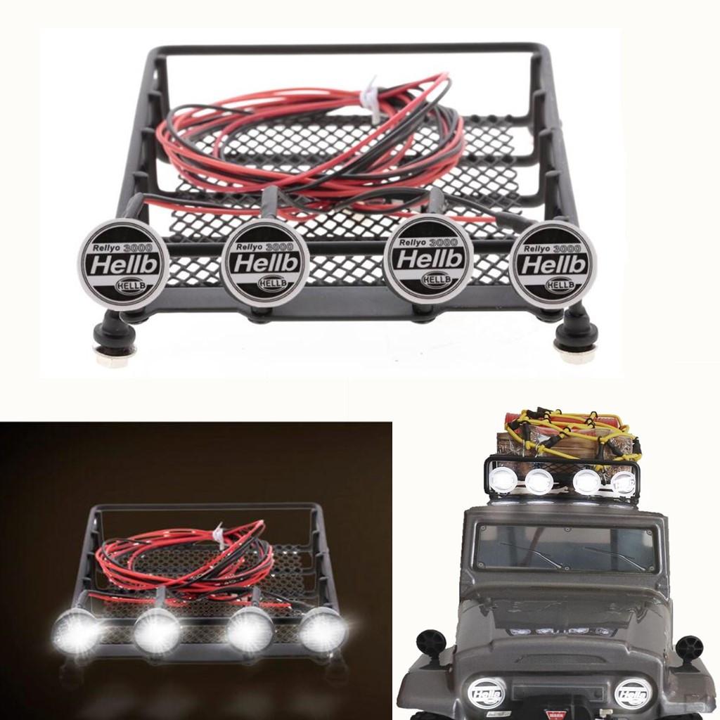 RC /10 Alloy Roof Rack W/ Round LED Light for Axial SCX10 Crawler Kits