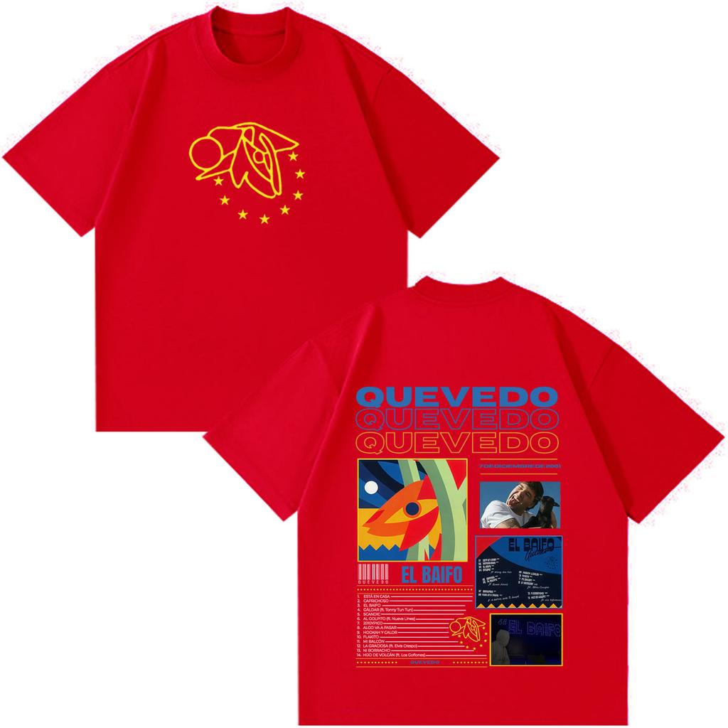 Quevedo El Baifo Album 2026 Tour Print T Shirt Unisex Unisex Fashion Clothing Tshirt Shortsleeved Cotton Loose Oversized Tshirts