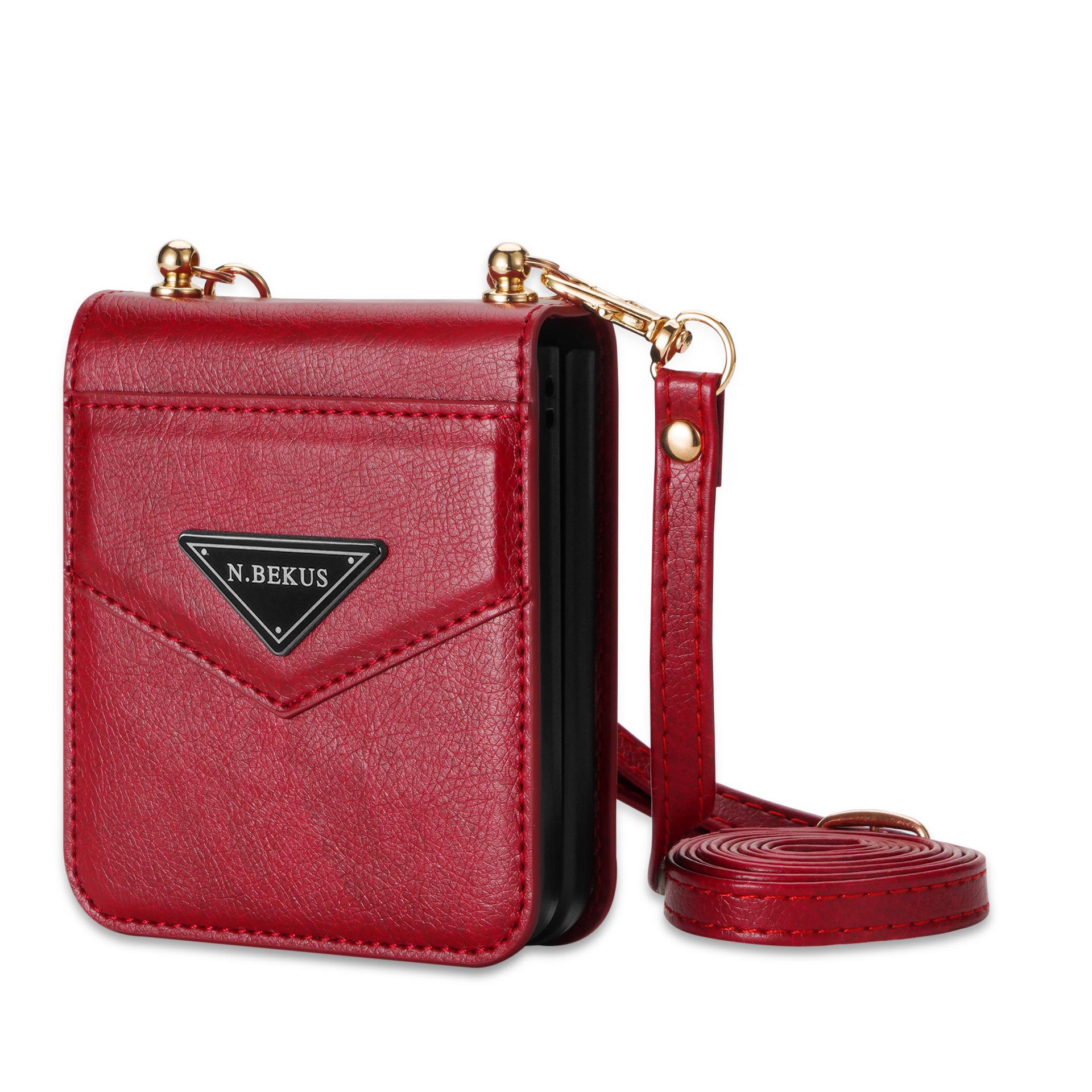 Samsung ZFLIP5/6 Card Holder & ZFLIP3/4 Crossbody Strap Foldable Phone Case Samsung Z Flip6 красный
