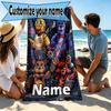 Personlig tilpasset strandhåndkle med navn, Five Nights at Freddy's-trykk, for reise, camping, strandfest, hjemmedekor, bursdagsgave til familie og venner