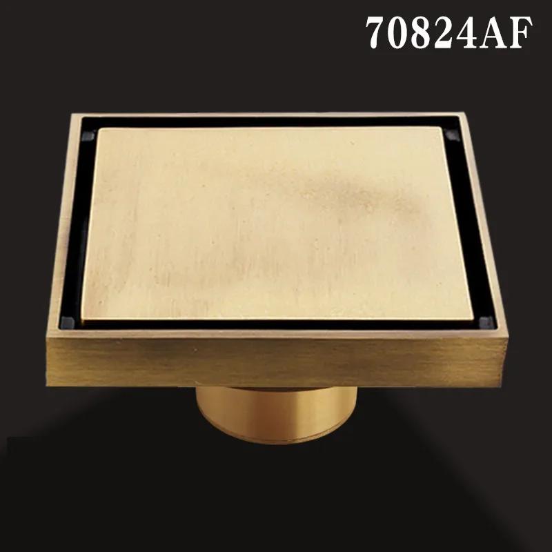 10*10cm gyllent gulvsluk messingforebyggende luktfortykningsavløp dusj baderomsavløp balkong vaskemaskin gulvsluk