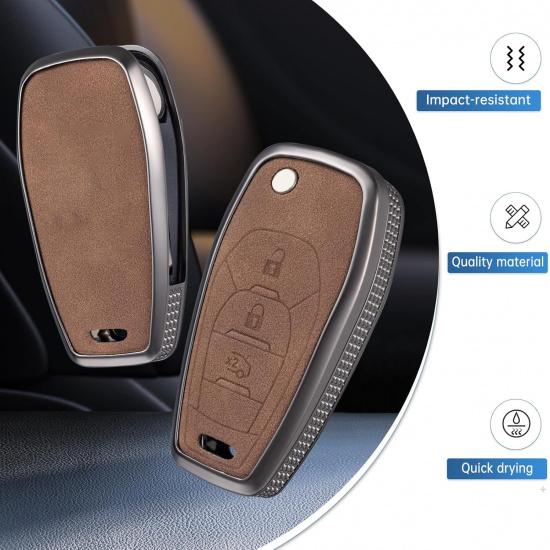 YO&YOYE Compatible With Chevy Key Fob Cover With Keychain Leather Key Case Protector For Chevrolet Equinox Camaro Cruze Malibu Sonic Smart Key