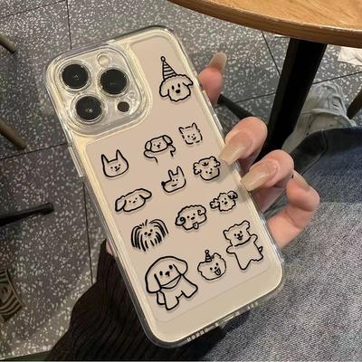 Fun Black and White Line Dog Clear Phone Case For iPhone 17 Pro Max 16 15 14 13 12 11 Pro XS X XR 15 14 Plus 16E 17 Air Cover