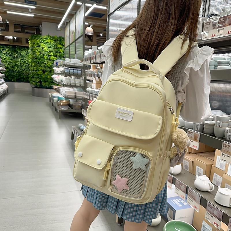 Campus Schoolbag Women's Large Capacity Backpack Student Solid Color Backpack