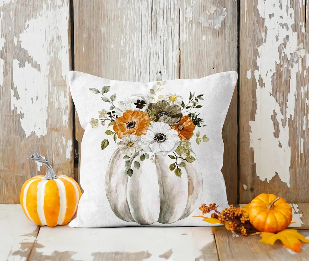 Pumpkin Design Fall Pillow Cover Halloween Orange Cushion Autumn Fall Pillow Case Orange & Green Pumpkins Pillowcase