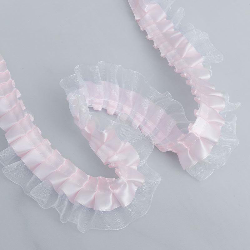 Elegant 4cm Double Pleated Polyester Sheer Chiffon Lace Clothing Accessories Skirt Hem Cuffs Handmade Diy Skirt Support Lace Crafts Making Ribbons