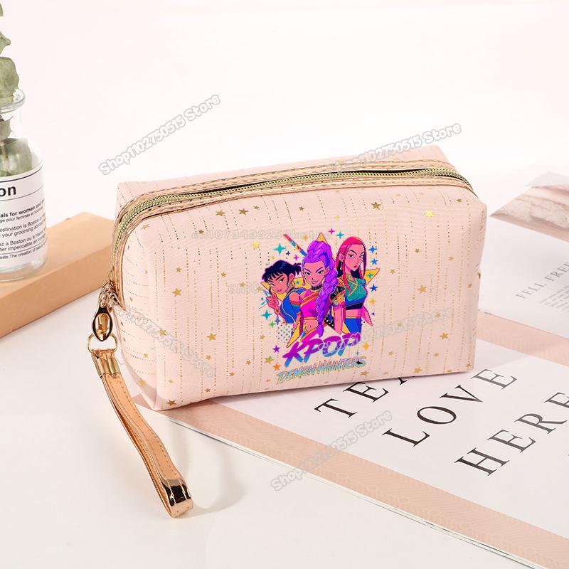 Borsa per Cosmetici Demon Hunters KPop Rumi Mira Zoey Borsa Clutch per Trucco da Ragazza Organizzatori per Pennelli da Trucco da Viaggio da Donna Necessaire
