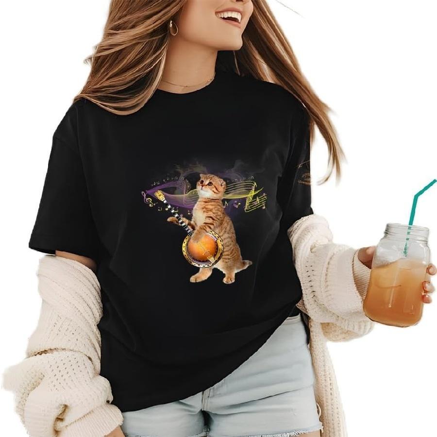 

BanjoCat-FunnyRetroStyleBluegrass&TabbyCatLoverT-Shirt Classic-Premium-Heavyweight Crewneck T-Shirt, Sweatshirt Hoodie Tanktop for Women Black XXXXXL чорний