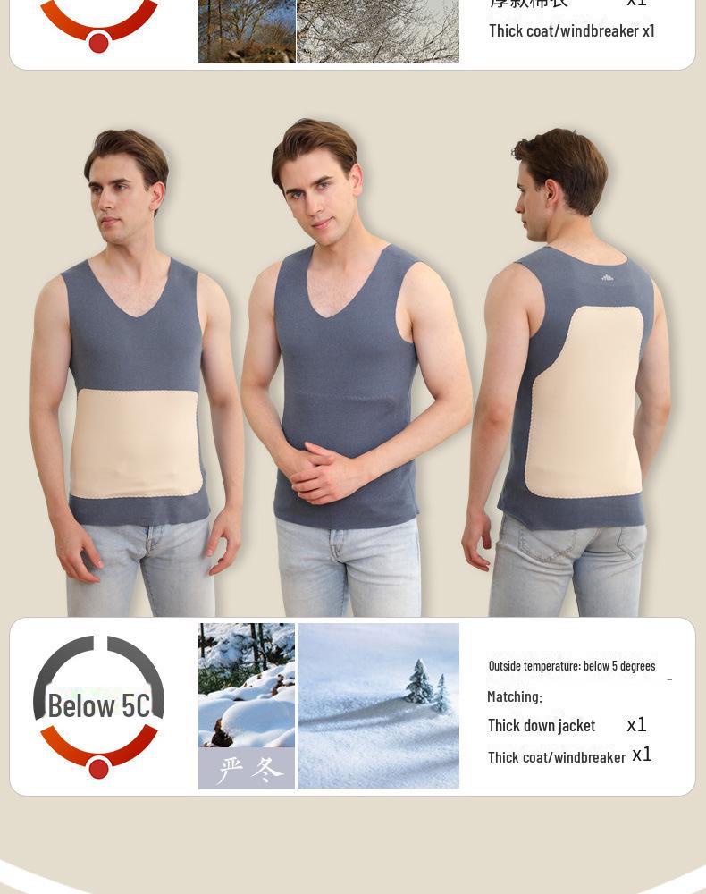 Men's Seamless Silk Vest: Warm, Velvet-Lined, Heated Back, Slim Fit, Plus Size, Ideal for Autumn & Winter.