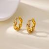 Luxury Cubic Zirconia Twist Hoop Earrings For Women Stainless Steel Gold Color Piercing Earring 2025 New Fashion Wedding Zircon
