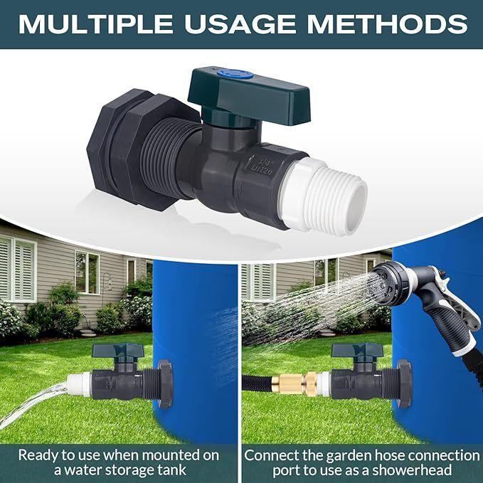 PVC Water Barrel Spigot Kit with Universal Connector and Wall Mount for Easy Garden Use