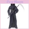 Unisex Children Mysterious Horror Grim Reaper Costume With Glowing Red Eyes And Scythe For Halloween Fun