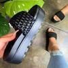 Water Platform Muffin Thick-soled Cool Slippers Women's Spring and Summer New Woven One-word Sandals