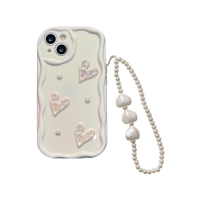 Pearl Bracelet Heart Full Coverage Drop-proof Case for iPhone 17 Pro Max, 15, 14, 13