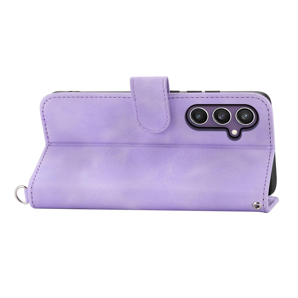 For Samsung Galaxy S25 Case Flower Pattern PU Leather Wallet Phone Cover with Strap
